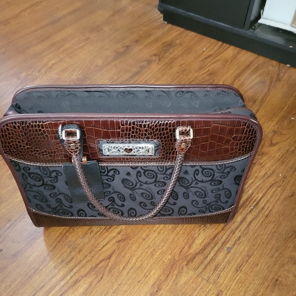 Brighton Travel Collection U 270960 Overnight Travel Bag Brown Leather Trim - Picture 2 of 6